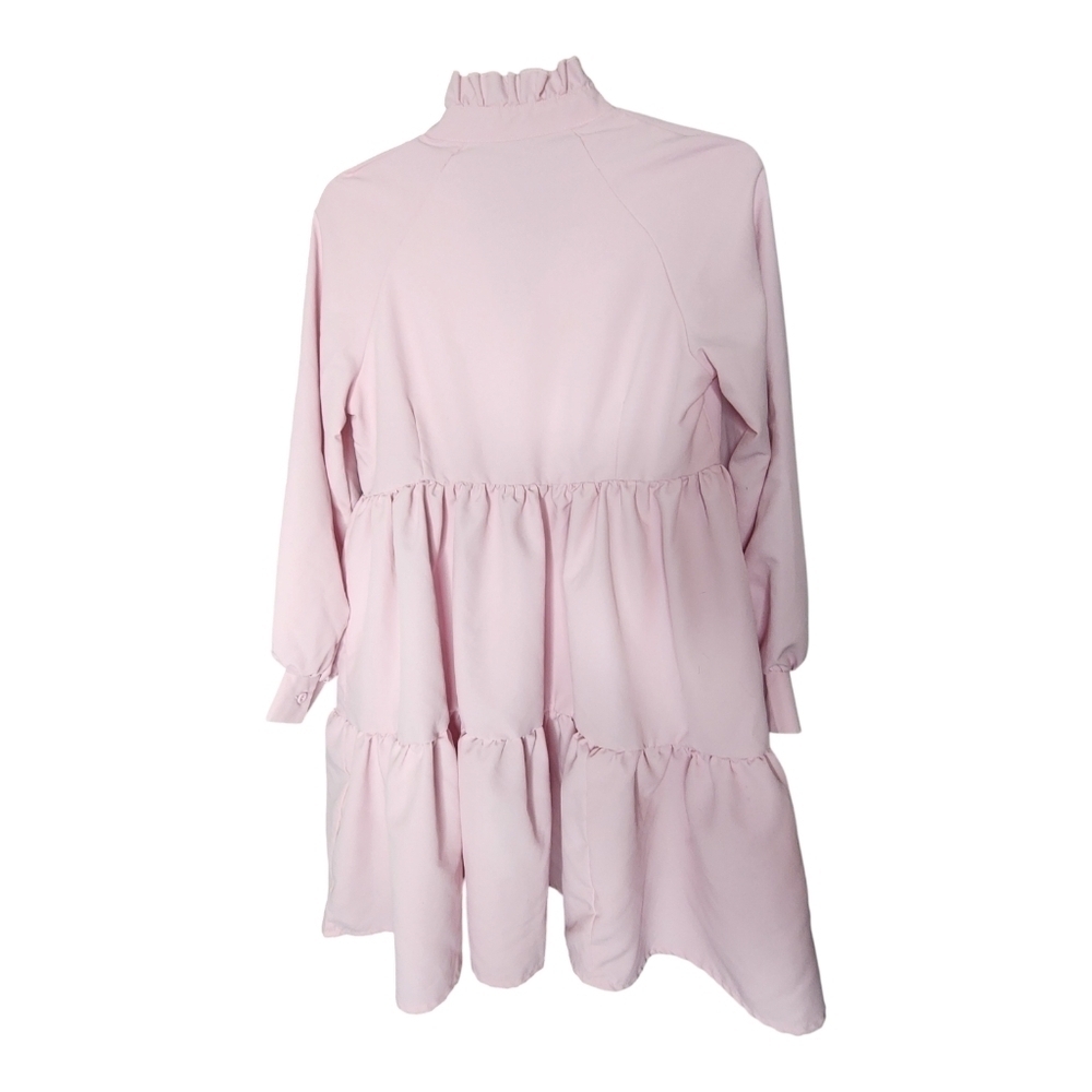 Pink Tiered Ruffle Dress Pink by Emory Rise Elegant, Size XS - Picture 3 of 4